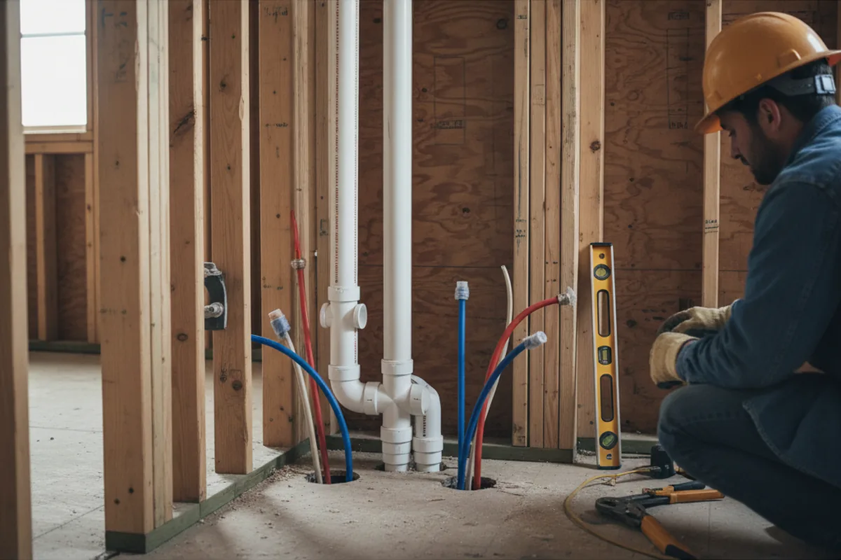 Drain and supply rough-in during Sump Pump Repair in Milroy